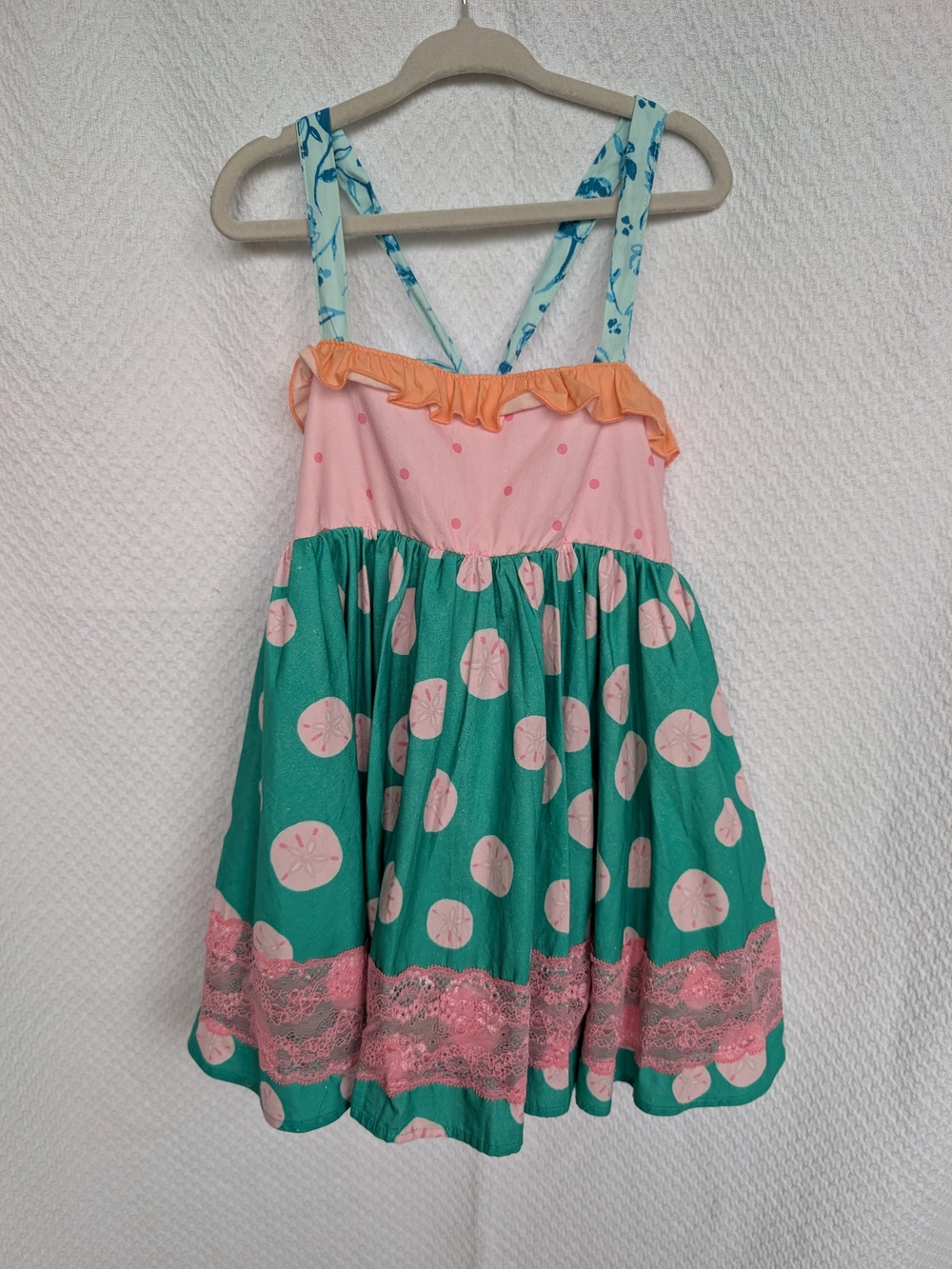 SweetHoney Pink and Aqua Swirl Summer Dress 6Y